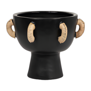 TERRACOTTA, TAZÓN DE 9´´ H EN EL JARRÓN DE STAND, NEGRO