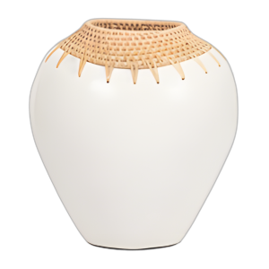 TERRACOTTA, JARRÓN DE 10´´ H, BLANCO/MARRÓN