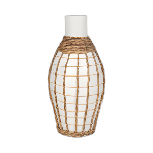 TERRACOTTA, JARRÓN DE BOTELLAS DE 18´´ H, BLANCO/MARRÓN