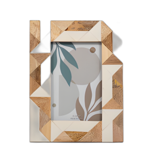 RESINA, MARCO DE FOTOS GEOMÉTRICO DE MADERA 4X6 Y BLANCO, WHI