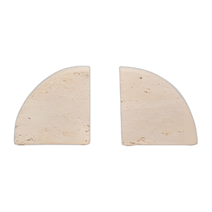 TRAVERTINO, S/2 5´´ HALF DOME BOOKENDS, TAN