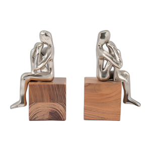 METAL, S/2 7´´ BASE DE MADERA DE SUJETALADORA DE HOMBRE PENSAMIENTO, SILV