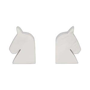 MÁRMOL, S/2 6´´ HORSE HEAD BOOKENDS, WHITE