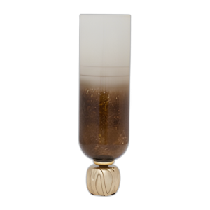 VIDRIO, CANDELABRO OMBRE DE 22´´ EN LA BASE, MARFIL/ORO