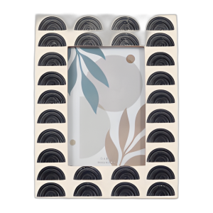 RESINA, MARCO DE FOTOS DE 4X6 ARCOS NEGROS, MARFIL/NEGRO