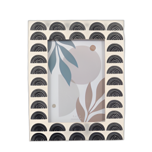 RESINA, MARCO DE FOTOS DE 5X7 ARCOS NEGROS, MARFIL/NEGRO