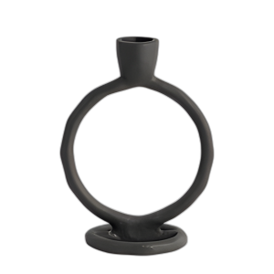 METAL, CANDELABRO DE CÓN DE ANILLO REDONDO DE 6´´ , NEGRO