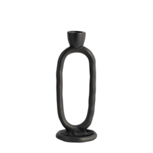 METAL, CANDELADOR DE CÓNICO OVALADO DE 8´´ , NEGRO