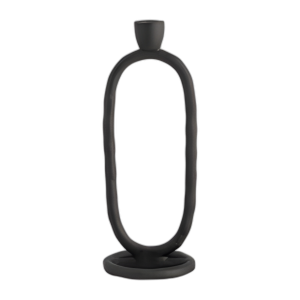 METAL, CANDELADOR DE CÓNICO OVALADO DE 11´´ , NEGRO