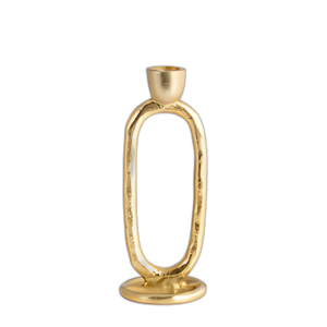 METAL, CANDELADOR DE CÓNICO OVALADO DE 8´´ , ORO