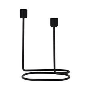 METAL, CANDELABRO DE 2 PILAS DE DOS REMOLINOS DE 8´´ , NEGRO