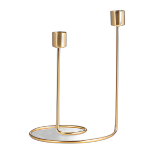 METAL, CANDELABRO DE 2 PICOS DE 8´´ , ORO