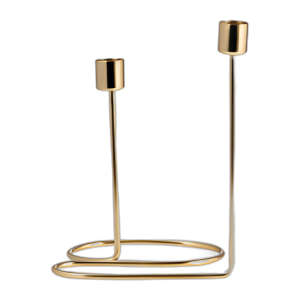 METAL, CANDELABRO DE 2 PILOS DE 8´´ , ORO, ORO