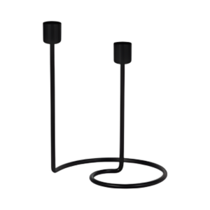 METAL, CANDELABRO DE 2 PICOS DE 8´´ , NEGRO