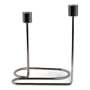 METAL, SOPORTE DE 2 PILAS DE DOS REMOLINOS DE 8´´ , PLATA