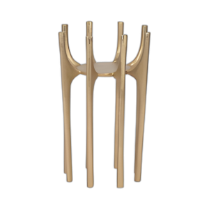 METAL, CANDELABRO DE 8´´ CON PATAS DE ESPIGA, ORO