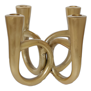 METAL, CANDELADOR DE 4 PICOS DE HORN FRENCH DE 7´´ , ORO