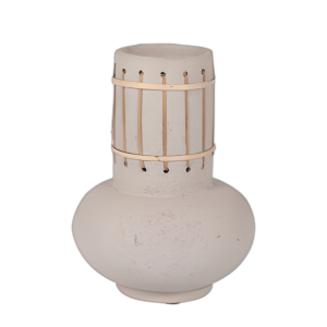 ECOMIX, JARRÓN DE NÓMADA DE TEJIDO SUPERIOR DE 10´´ , MARFIL