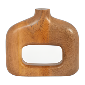 MADERA, JARRÓN DE CORTE ABIERTO DE 7´´ , NATURAL