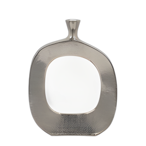 METAL, JARRÓN DE CORTE ABIERTO DE 16´´ , PLATA, PLATA