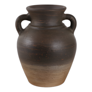 TERRACOTTA, JARRÓN DE 9´´ CON MANIJAS, CHCOLATE MARRÓN