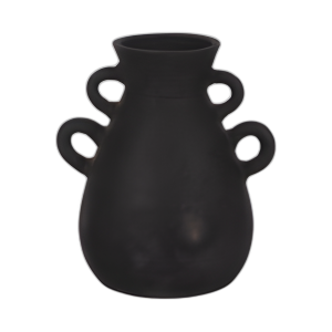 TERRACOTTA, JARRÓN DE 12´´ CON 4 MANIJAS, NEGRO