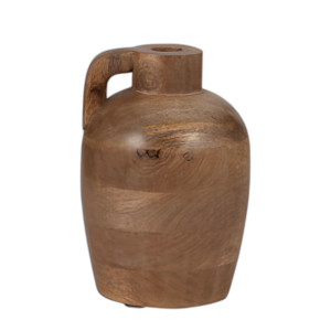 MADERA, JARRÓN DE JARRAS DE 9´´ CON MANGO, NATURAL
