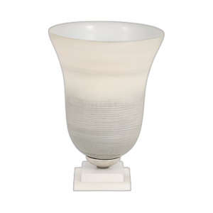 GLASS, JARRÓN DE 12´´ EN LA BASE DE MÁRMOL, SAGE/MARFIL KD