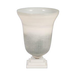 VIDRIO, JARRÓN DE 14´´ EN LA BASE DE MÁRMOL, SALVIA/MARFIL KD