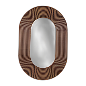 ESPEJO OVALADO ACANALADO DE 36´´ , NOGAL