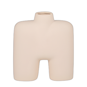 CER, JARRÓN DE FORMA CUADRADA DE 7´´ , MARFIL