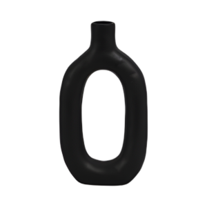 CER, JARRÓN DE CORTE TEXTURIZADO DE 9´´ , NEGRO