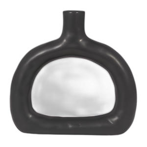 JARRÓN DE CORTE AMPLIO CON TEXTURA CER 8´´ , NEGRO