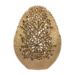 METAL, JARRÓN CONTEMPORÁNEO DE 18´´ , ORO