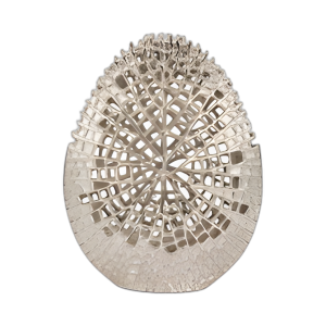 METAL, JARRÓN CONTEMPORÁNEO DE 14´´ , PLATA