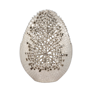 METAL, JARRÓN CONTEMPORÁNEO DE 18´´ , PLATA