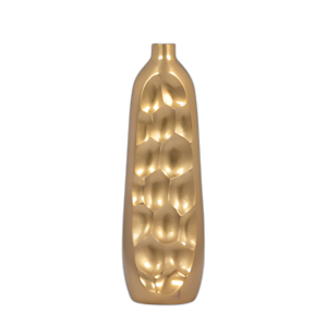 METAL, JARRÓN DE CORTE DE 19´´ , ORO