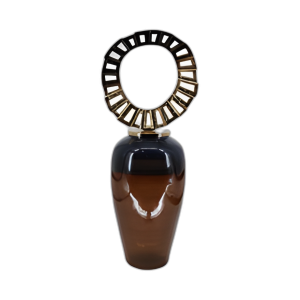 VIDRIO, JARRÓN DE 35´´ CON TAPA DE CORONA, MARRÓN