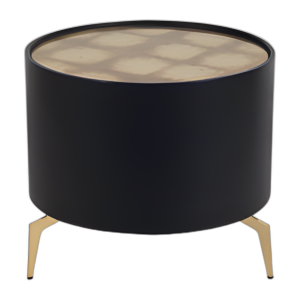 MADERA, MESA LATERAL SUPERIOR DE HOJA DE ORO DE 24´´ , BLK/GLD