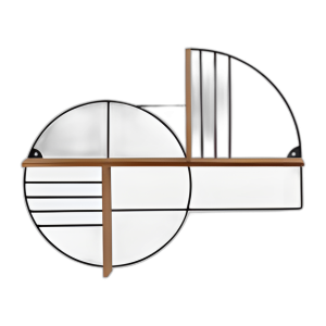 METAL/MADERA, 24´´ CÍRCULOS MODERNOS ESTANTE DE PARED, NATURAL