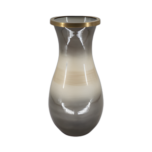 VIDRIO, JARRÓN DE 18´´ CON BORDE DE METAL, MULTI