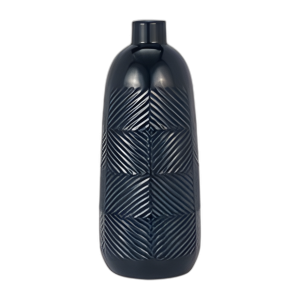 CER, JARRÓN DE LÍNEAS TEXTURIZADAS DE 16´´ , ARMADA