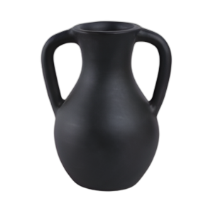 JARRÓN DE JARRA DE TERRACOTA DE 11X9´´ CON ASAS, NEGRO