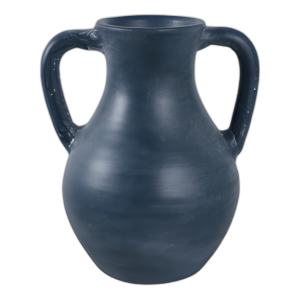 JARRÓN DE JARRAS DE TERRACOTA DE 11X9´´ CON MANIJAS, AZUL