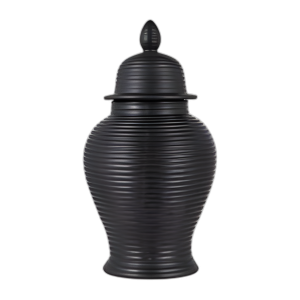 CER, 24´´ JARRO DE TEMPLO ACANALADO, NEGRO