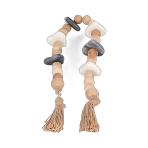 MADERA, 36´´ GARLAND DE CUENTAS PEQUEÑAS CON CORAZONES DE MÁRMOL, MUL