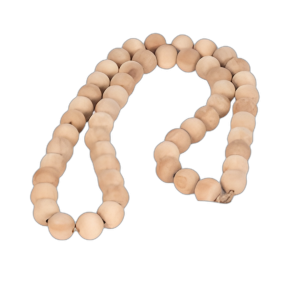 MADERA, 36´´ GARLAND DE CUENTAS GRANDES CON CORAZÓN DE MÁRMOL, NATU