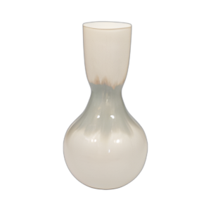 METAL, JARRÓN BULBOSO DE 18´´ , PERLA