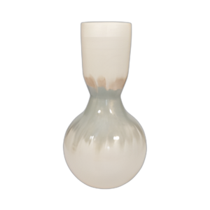 METAL, JARRÓN BULBOSO DE 23´´ , PERLA