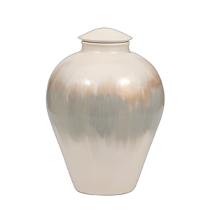 METAL, JARRÓN DE TEMPLO DE 12´´ , PERLA